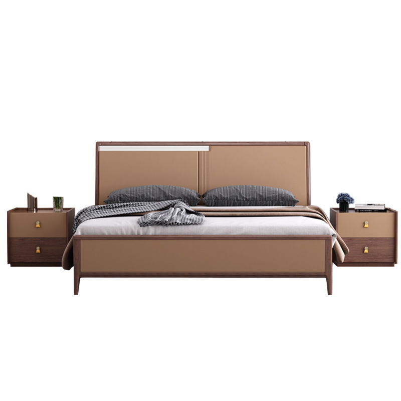 现代简约北欧轻奢床1.8米双人主卧婚床网红床1.5米实木床