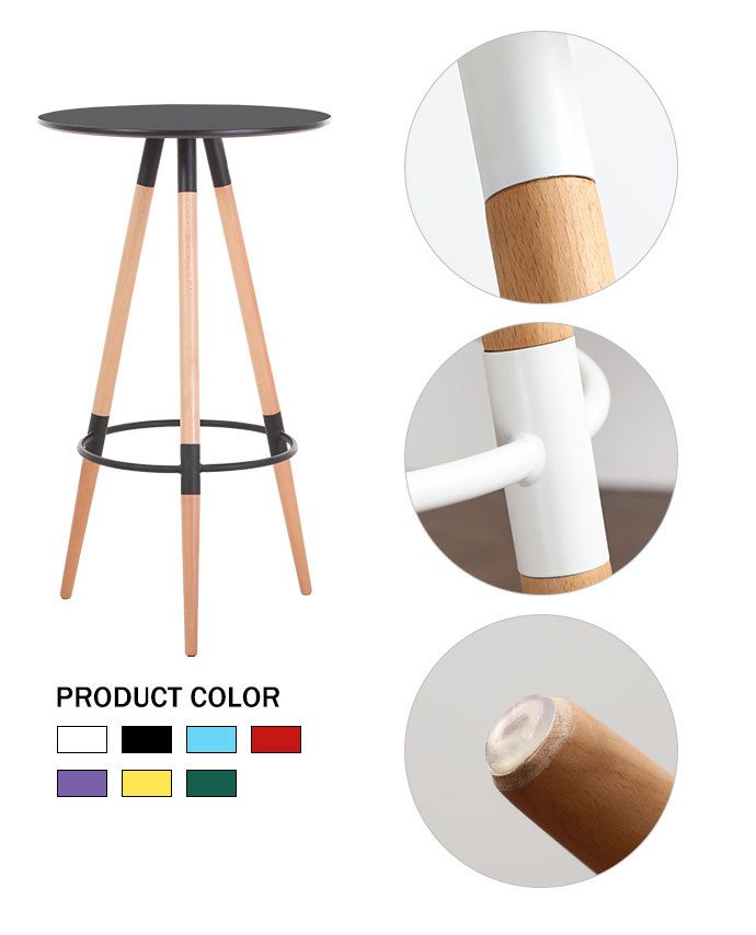 欧吧台伊姆斯桌椅现代简约咖啡厅桌家用实木餐桌椅休闲洽谈吧桌(图4)