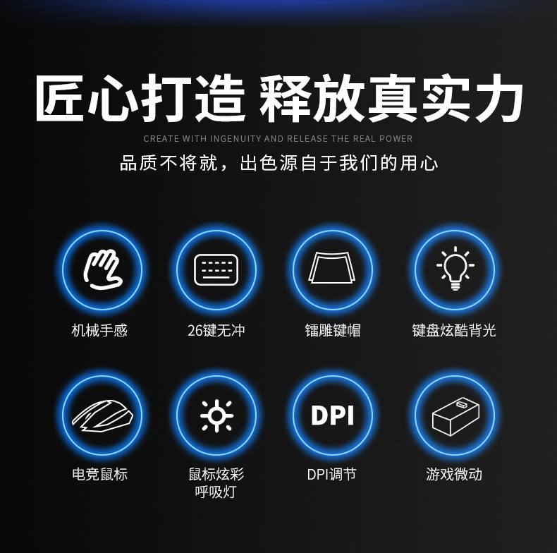 跨境键盘鼠标台式电脑机械手感有线游戏键盘套装办公键鼠套装(图2)