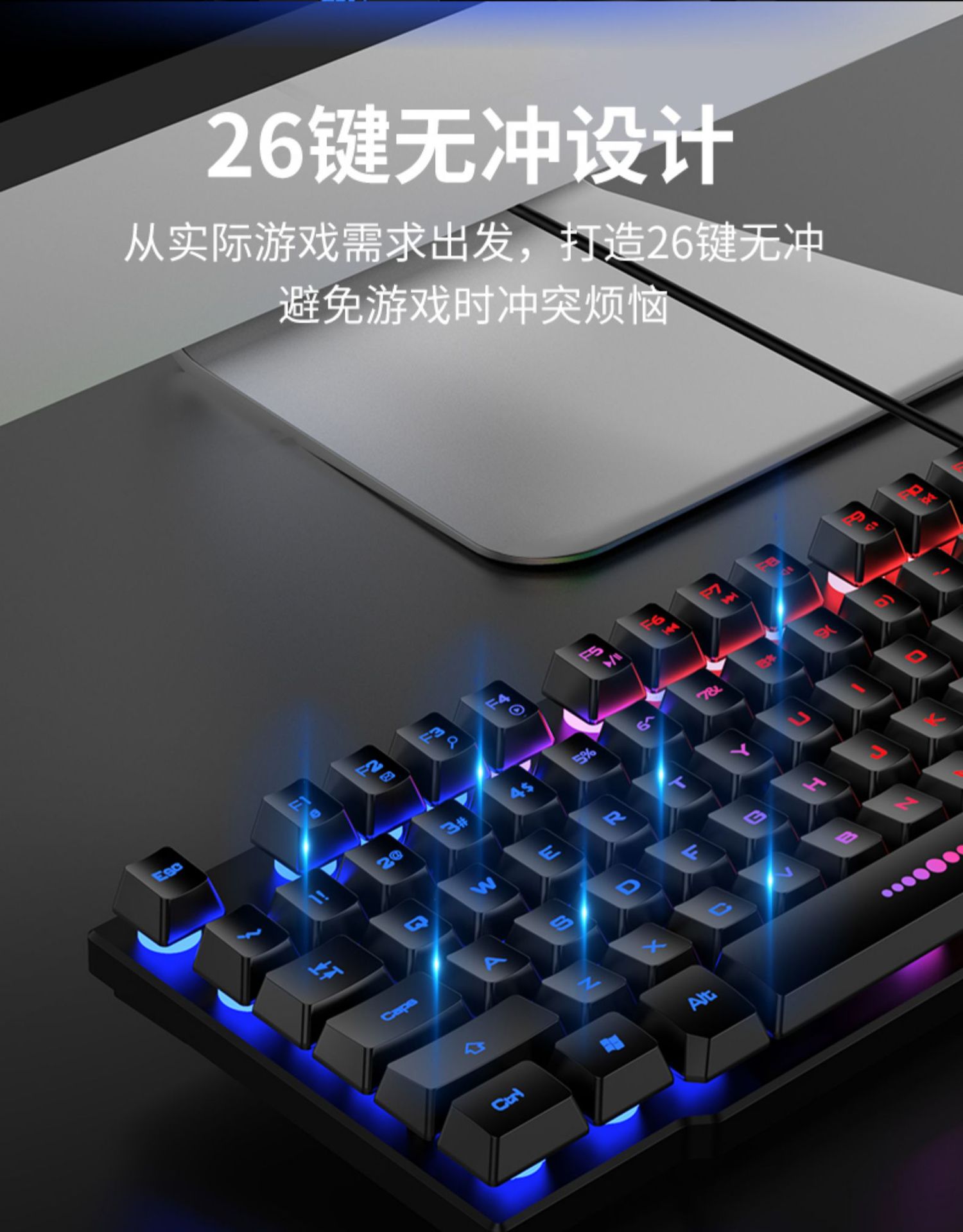 跨境键盘鼠标台式电脑机械手感有线游戏键盘套装办公键鼠套装(图5)